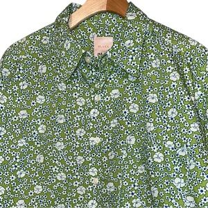 Blake Men’s Size M Green White Blue Floral Ditzy Print Button Down Shirt